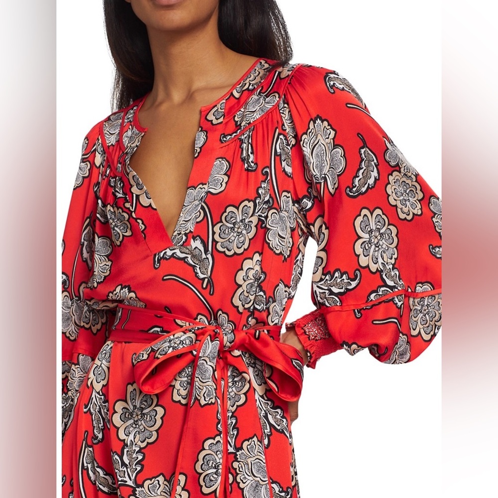 NWT Alice + Olivia Lyla Floral Blouson-Sleeve Maxi Dress